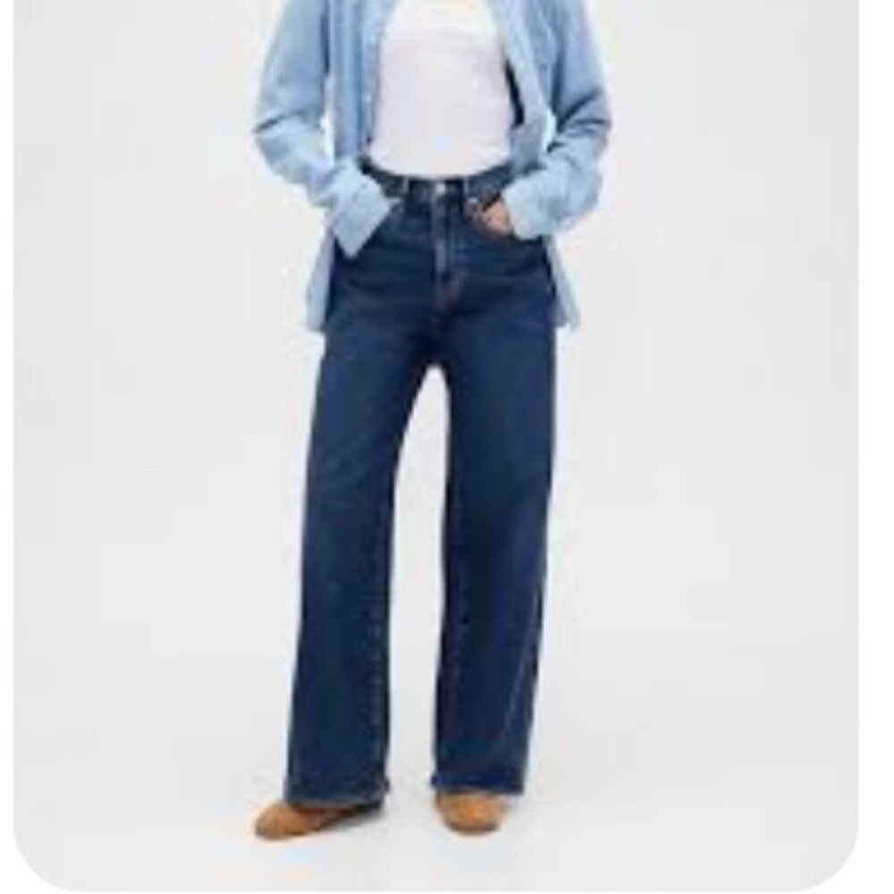 GAP Women High Rise Wide-Leg Sweatpant Jeans SZ: 35R